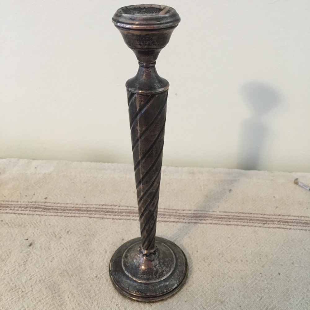Vintage Silver-Tone Twisted Column Candle Holder